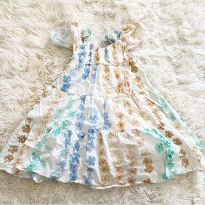 Floral Print Dress in Blue and Brown